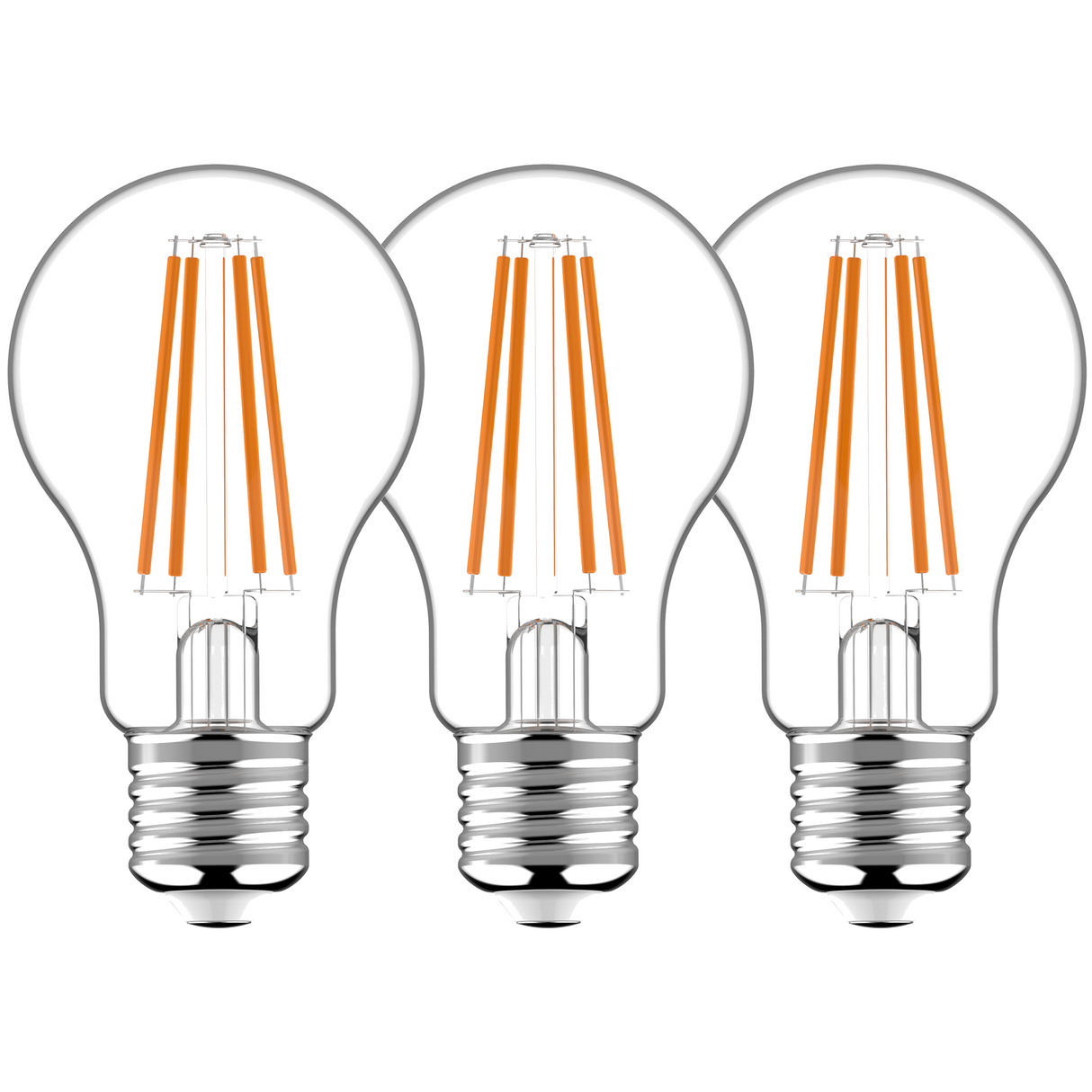 LED Filament Peerlamp E27 806 Lumen - 7W - Warmwit 2700K - Helder Glas - 3 stuks