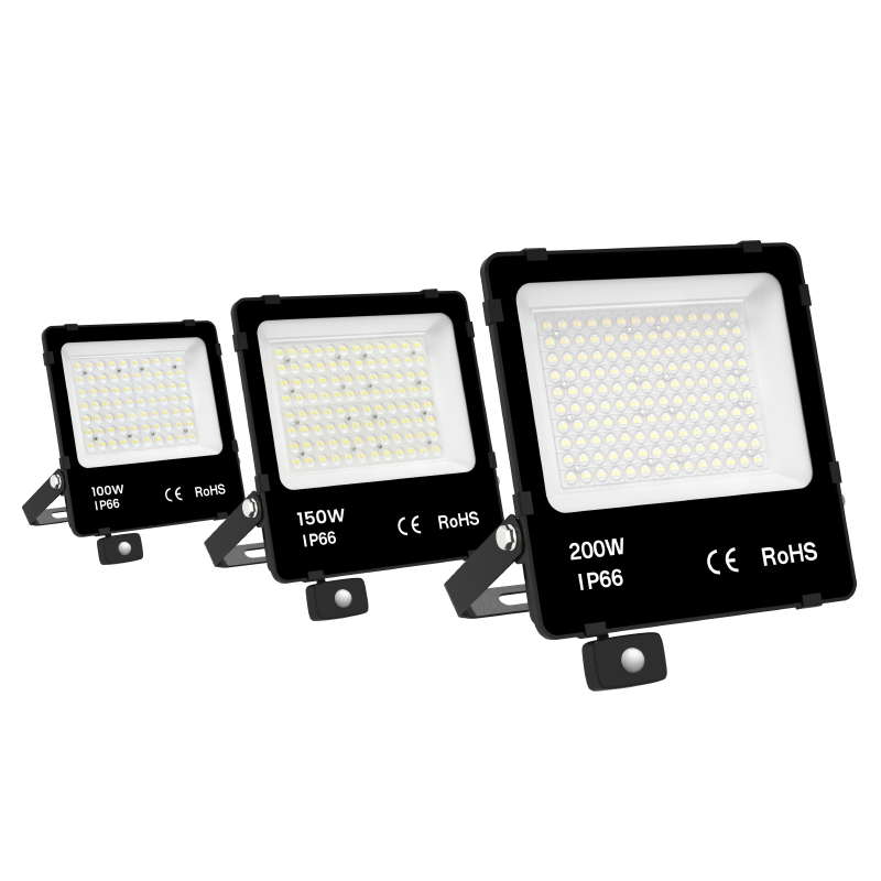 LED Schijnwerper 150W - 22.500 lm - Koelwit 4000K - 150 lm/W - 90° - Bewegingssensor - Lifud driver - IP66 - Terrein- & Gevelverlichting - 5 jaar garantie