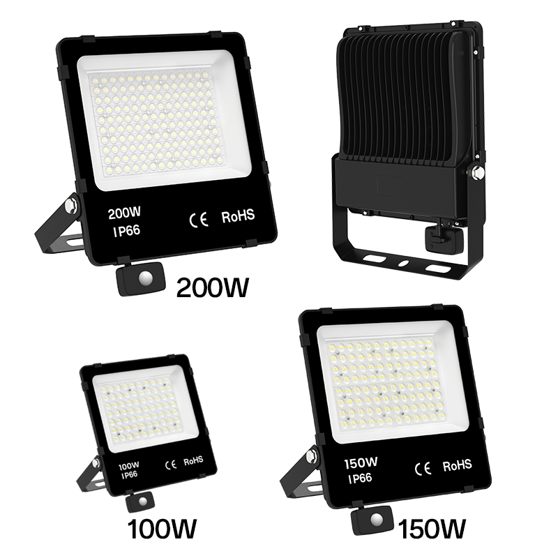 LED Schijnwerper 200W - 30.000 lm - Koelwit 4000K - 150 lm/W - 90° - Bewegingssensor - Lifud driver - IP66 - Terrein- & Gevelverlichting - 5 jaar garantie