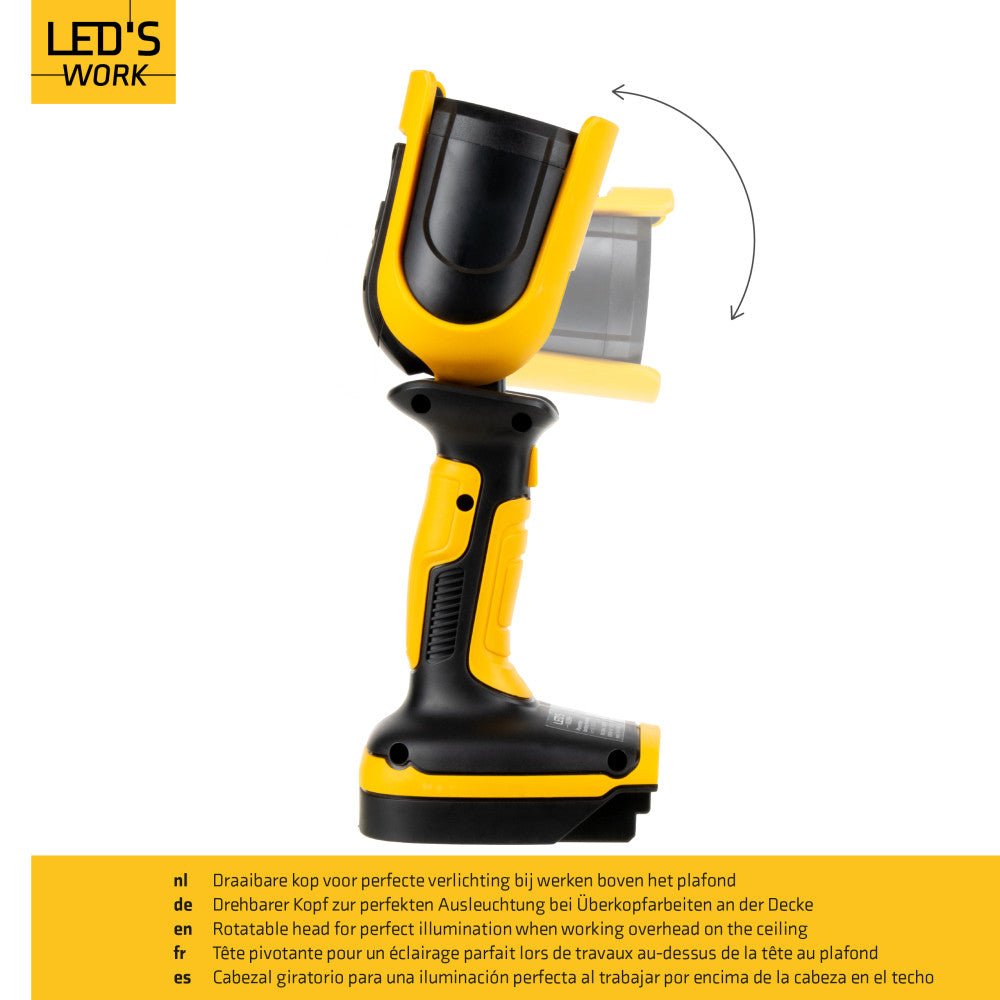 18V Accu Werklamp - 500 Lumen - Dimbaar - Koelwit 5000K - Inclusief Adapters - Voor Bosch, Makita, Einhell, Metabo
