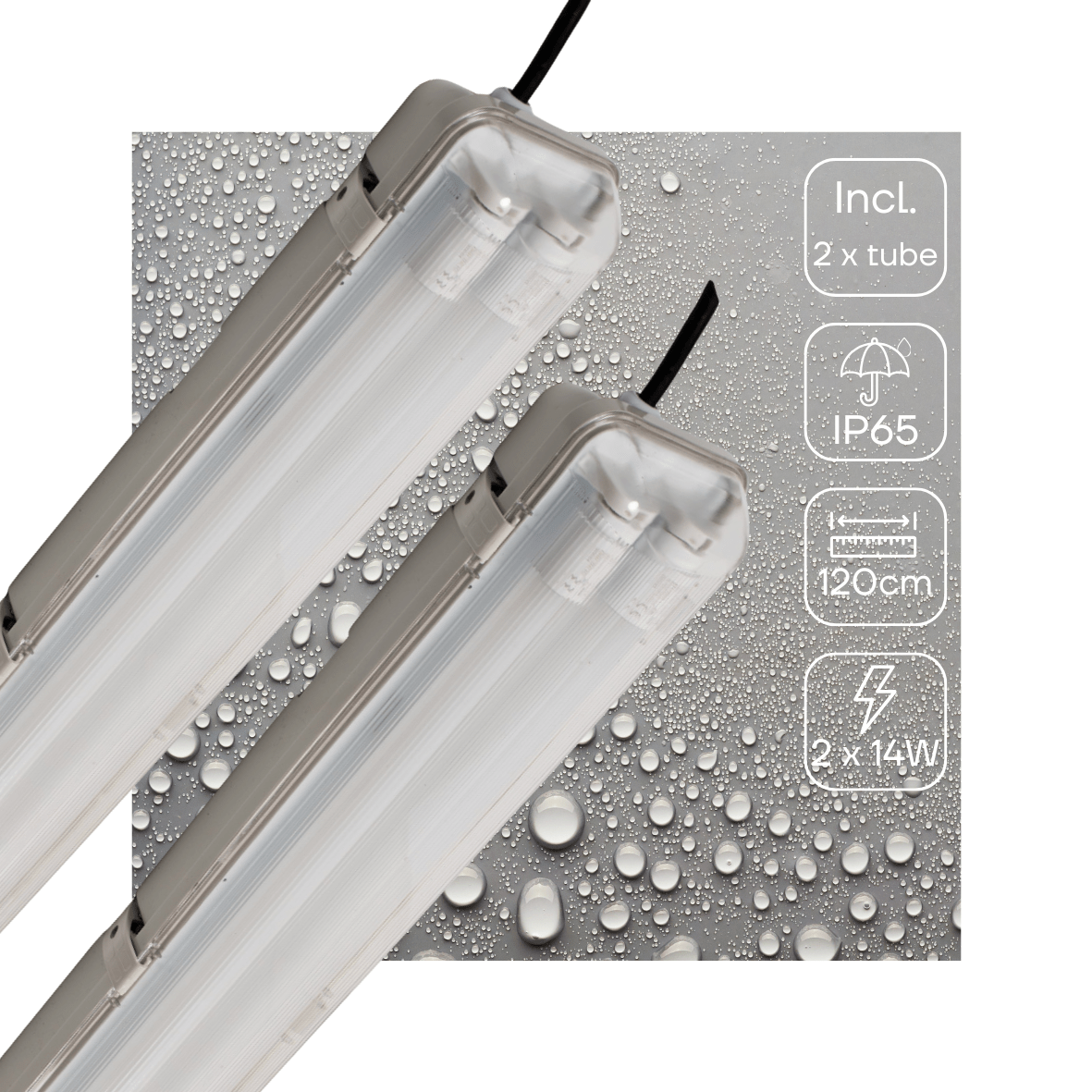 LED Vochtbestendig Armatuur met Sensor 120cm 4200 Lumen - 28W - Koelwit 4000K - IP65 - 2 stuks