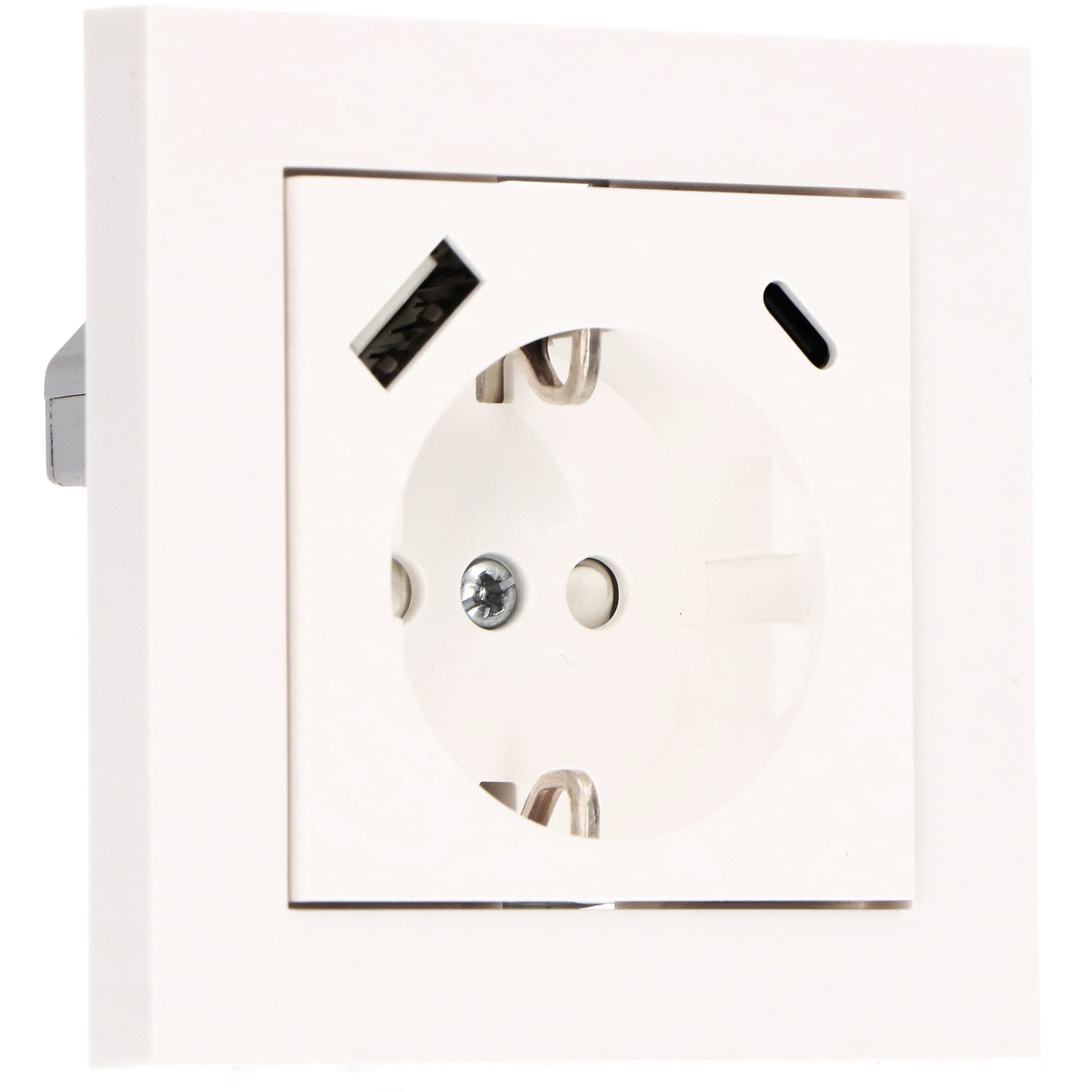 Prise murale avec chargeur rapide USB-C et USB-A - 3680 W - universelle 55 x 55 mm - Blanche