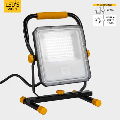 LED Werklamp 5500 lumen - 50W - Koelwit 4000K - 2 Stopcontacten - IP54 - IK08