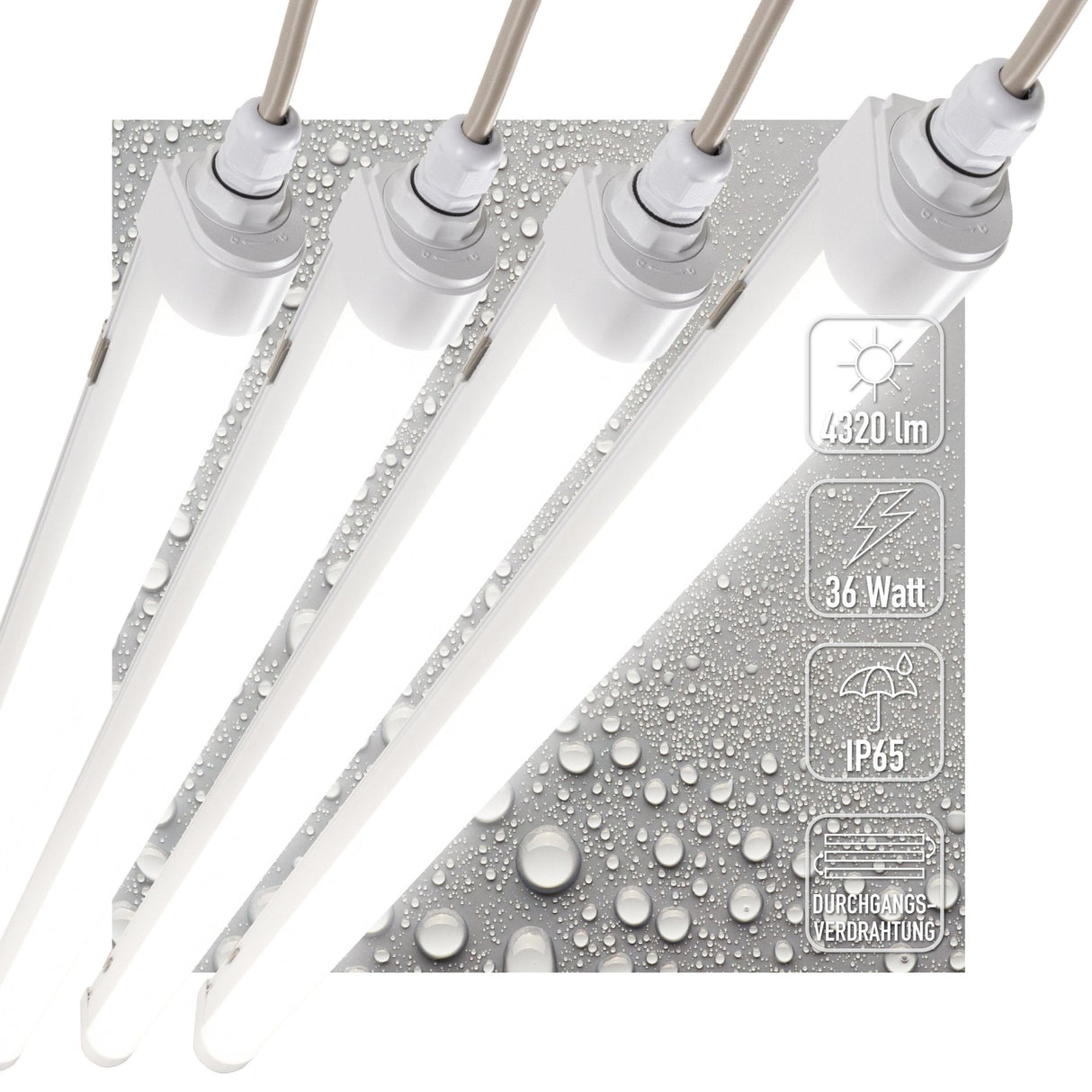 LED Vochtbestendig armatuur 120cm - 4320 lumen - 36W - Koelwit 4000K - IP65 - IK08 - Koppelbaar tot 10 stuks - 4 stuks