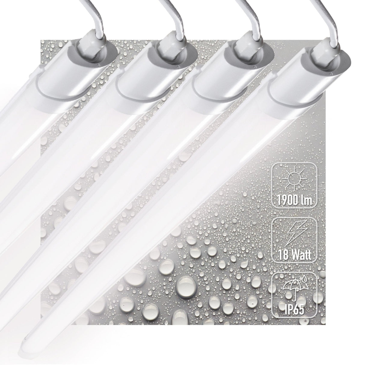 LED TL-armatuur 1900 lumen - 18W - Koelwit 4000K - IP65 Waterdicht - IK08 Slagvast - 120cm - 4 stuks