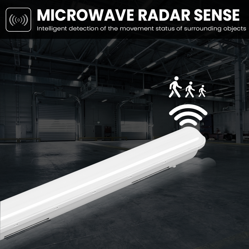 LED Tri-proof Armatuur 1200mm 4320lm 36W - Daglichtwit 6000K - Microwave Sensor - IP65 IK10 - 9 stuks - 230V