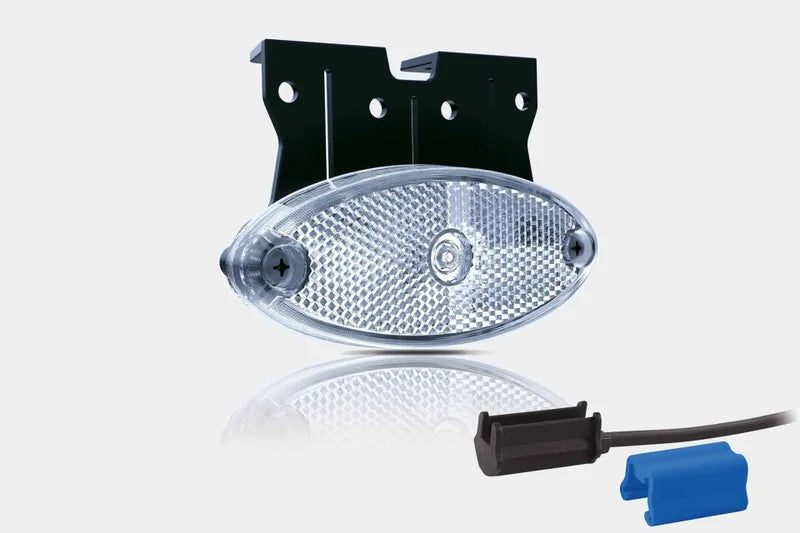 Feu de gabarit LED ovale blanc avec support | 12-24v | connecteur 0,75mm² | MV-5860W