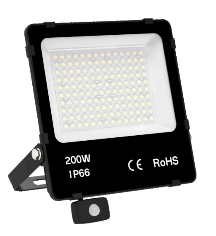 LED Schijnwerper 200W 30000lm - Koelwit 4000K - Bewegingssensor - Sosen driver - IP66 - 4 stuks - 230V