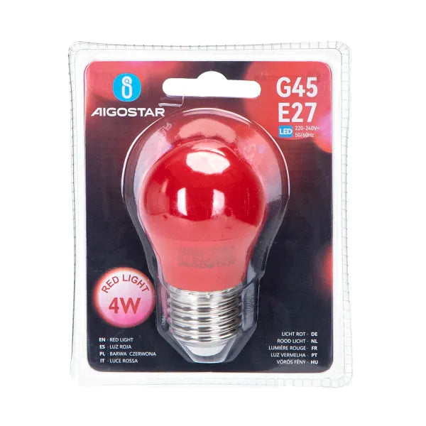 LED kogellamp Aigostar G45 E27 4W in rood met een IP20 en 230-240V spanning