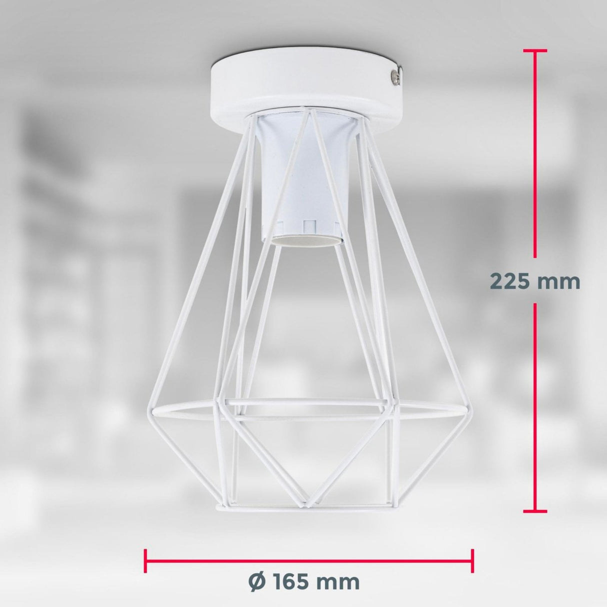 B.K.Licht - Decoratieve witte plafondlamp - Metaal - Industrieel - Draad - Ø16.5cm - Met E27 fitting - Excl. lichtbron