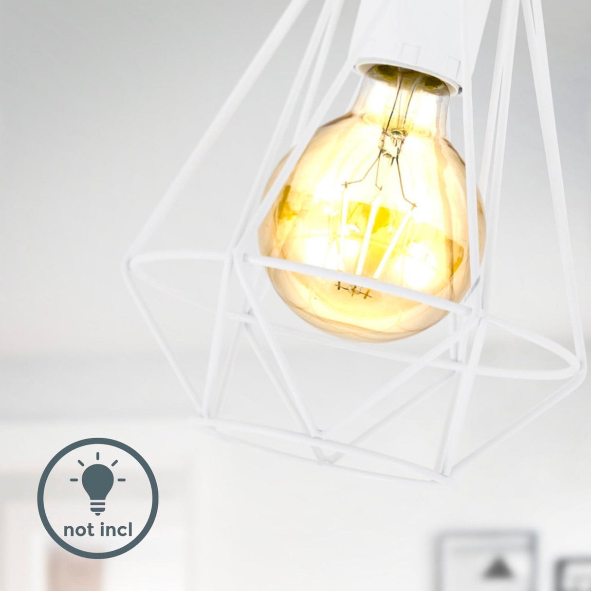 B.K.Licht - Decoratieve witte plafondlamp - Metaal - Industrieel - Draad - Ø16.5cm - Met E27 fitting - Excl. lichtbron