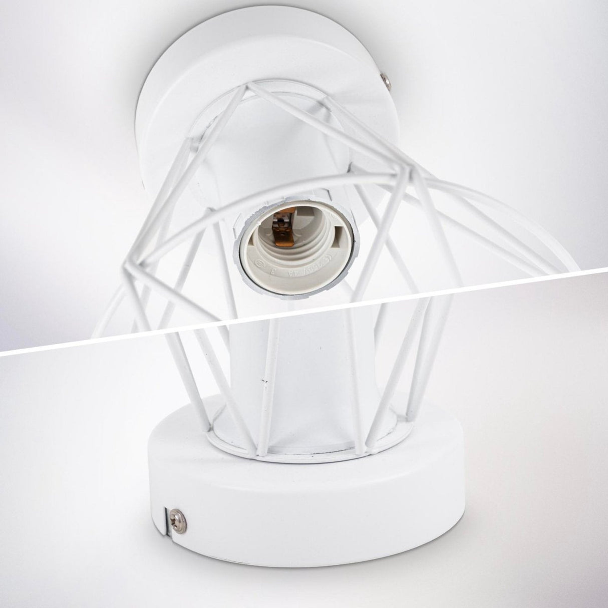 B.K.Licht - Decoratieve witte plafondlamp - Metaal - Industrieel - Draad - Ø16.5cm - Met E27 fitting - Excl. lichtbron
