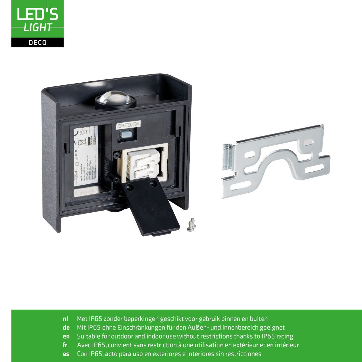LED Wandarmatuur 170 Lumen - 2W - Koelwit 4000K/Warmwit 2700K/2000K - Zwart - IP65 - Buitenverlichting