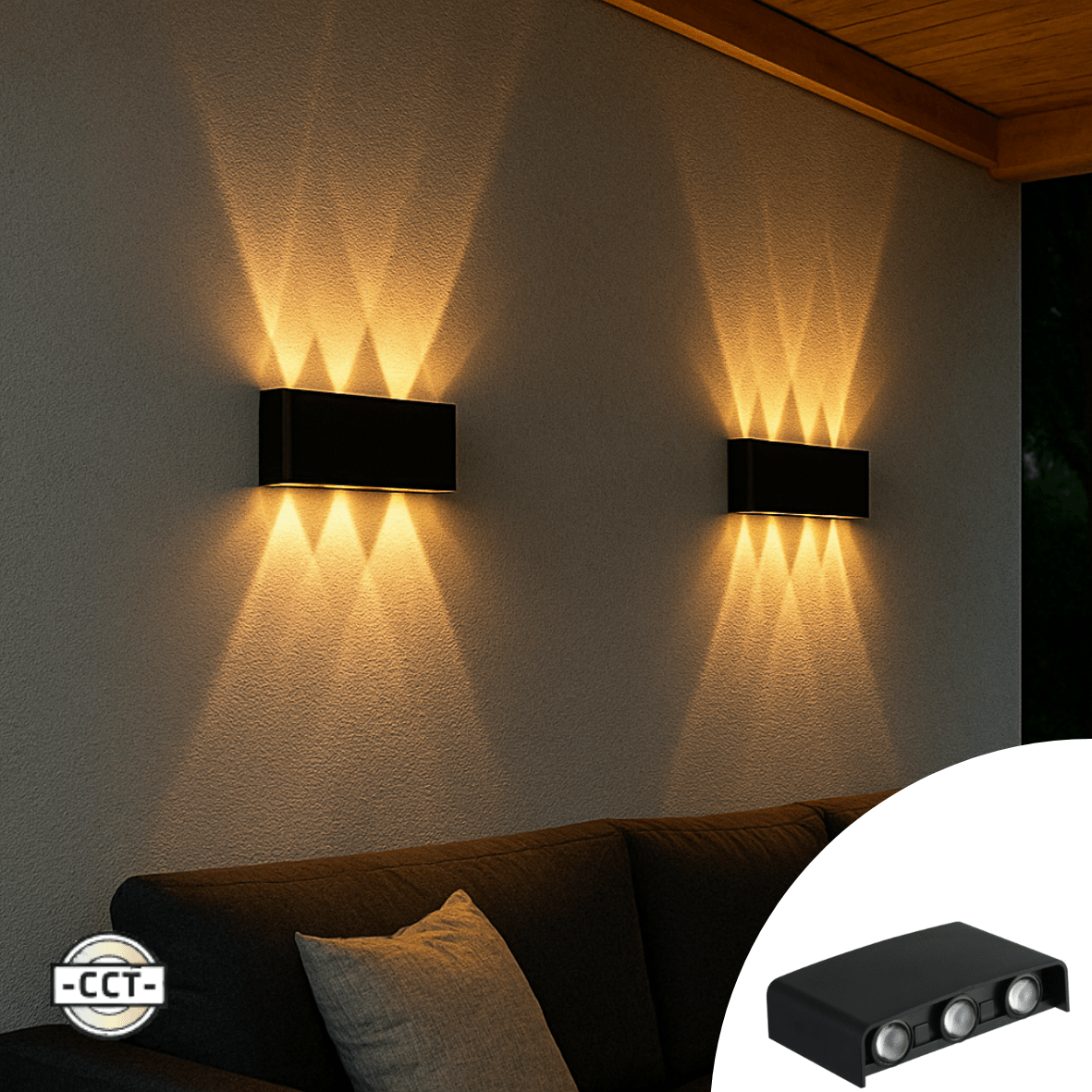 LED Wandlamp Buiten 450 Lumen - 5W - 2000K/2700K/4000K - Up Down - IP65 - Zwart