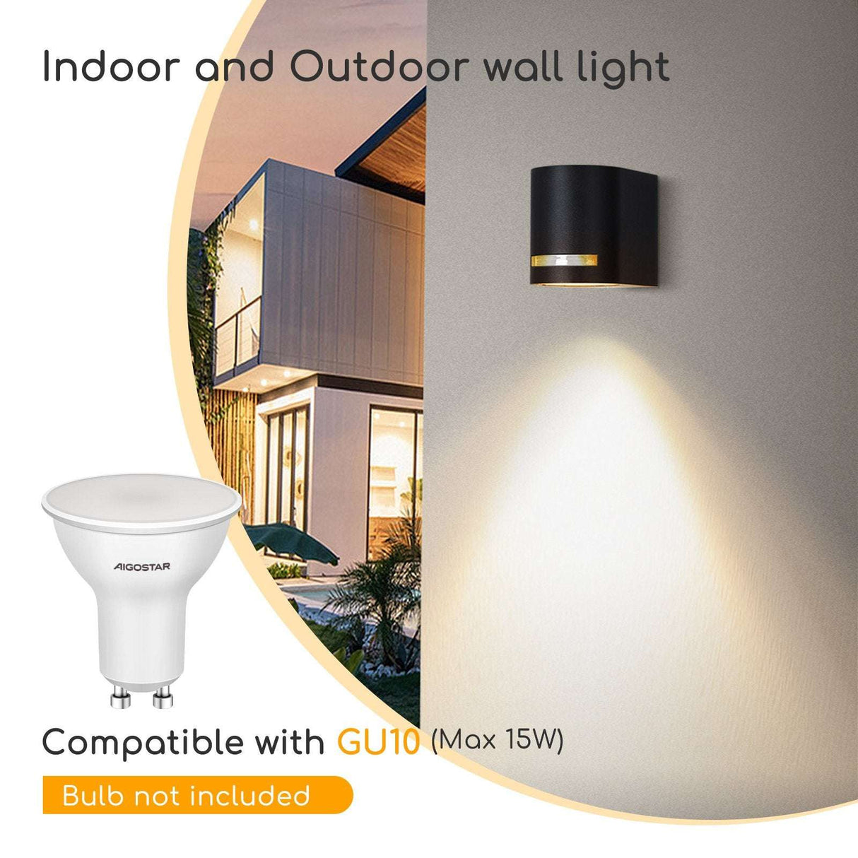 Buitenlamp rond zwart | enkele GU10 lampvoet voor één spot | waterdicht IP54 - LEDPLANET.NL