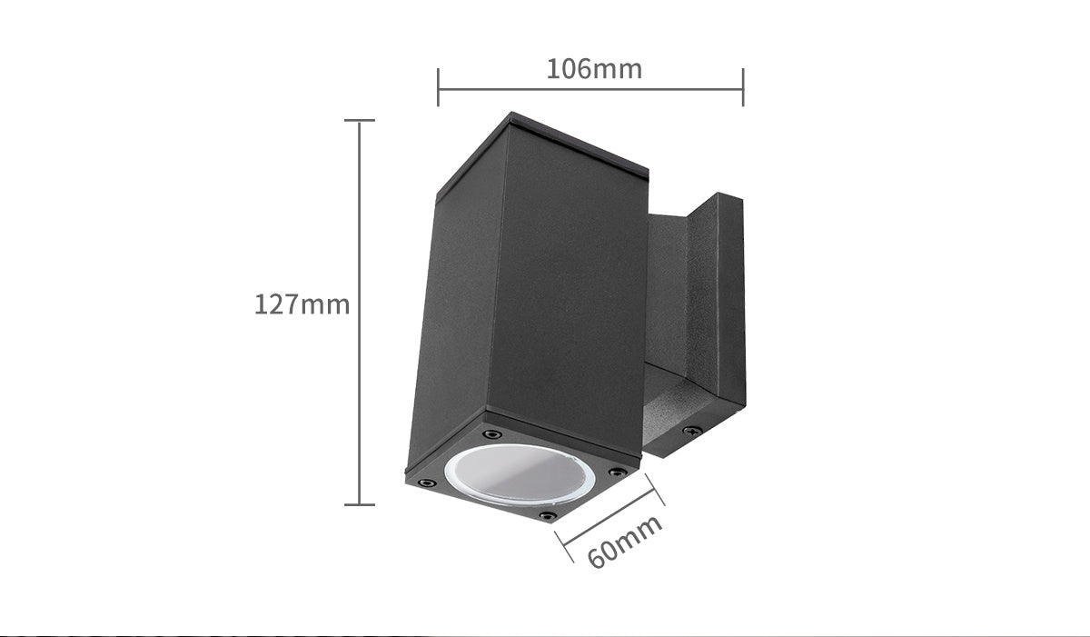Buitenlamp vierkant zwart | enkele GU10 lampvoet voor één spot | waterdicht IP65 - LEDPLANET.NL