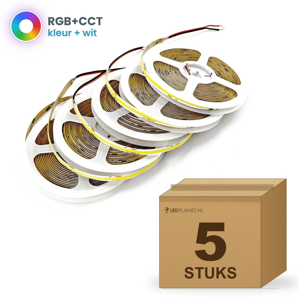 Doos met 5 rollen RGB+CCT COB LED strip 24V