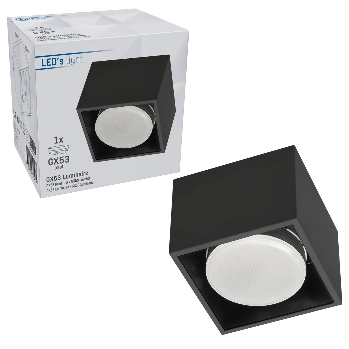 Cube Plafonniere met 1 lichtpunt - Draaibaar licht - Staal - 10 x 8 cm - Zwart