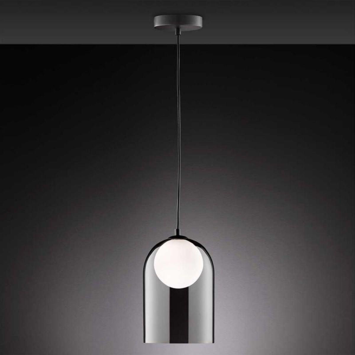 Hanglamp smoke glas warmwit - Complete set incl. LED lamp - Zwart