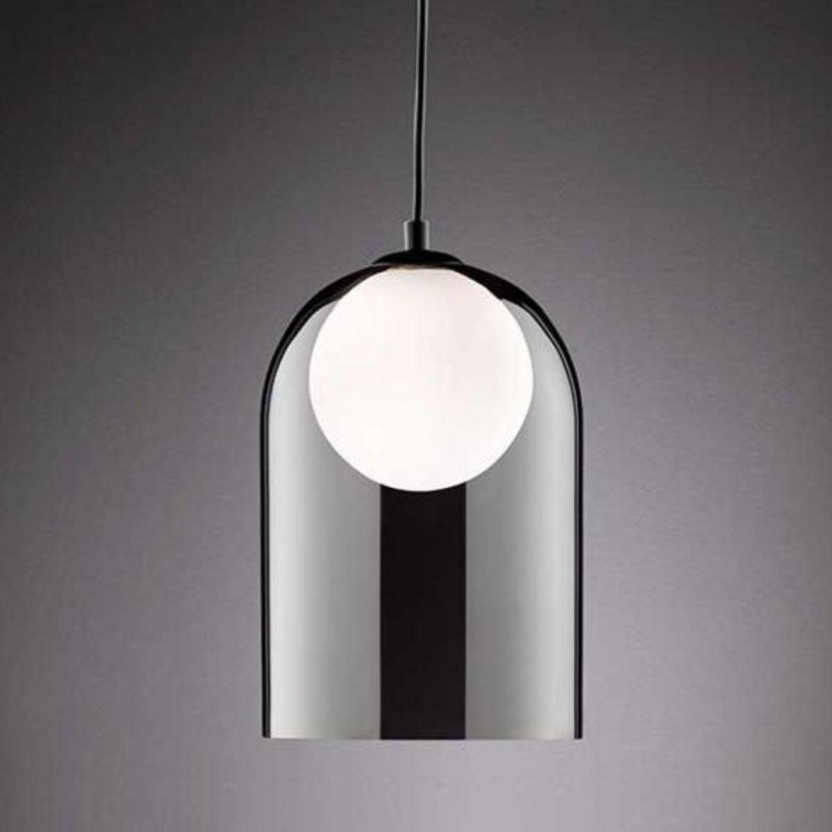 Hanglamp smoke glas warmwit - Complete set incl. LED lamp - Zwart