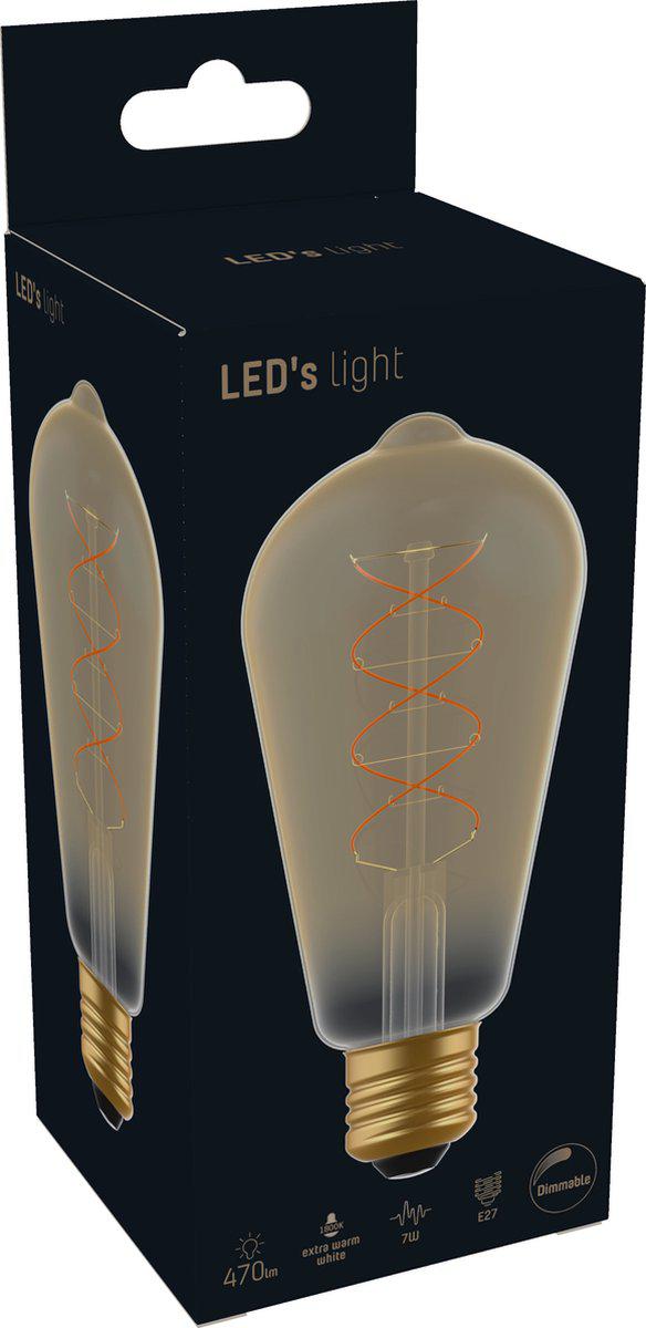 LED Filament Edison lamp - E27 - Extra warmwit 1800K - 250 lumen - 4W - Dimbaar - Goud glas - ST64 - 230V