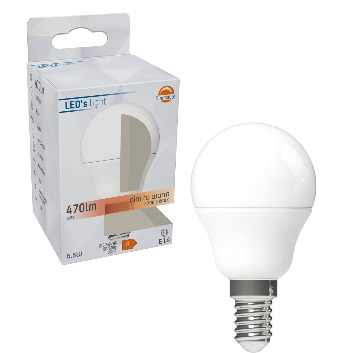 Dimbare LED Lamp E14 - Dimbaar naar extra warm wit - 1 lamp