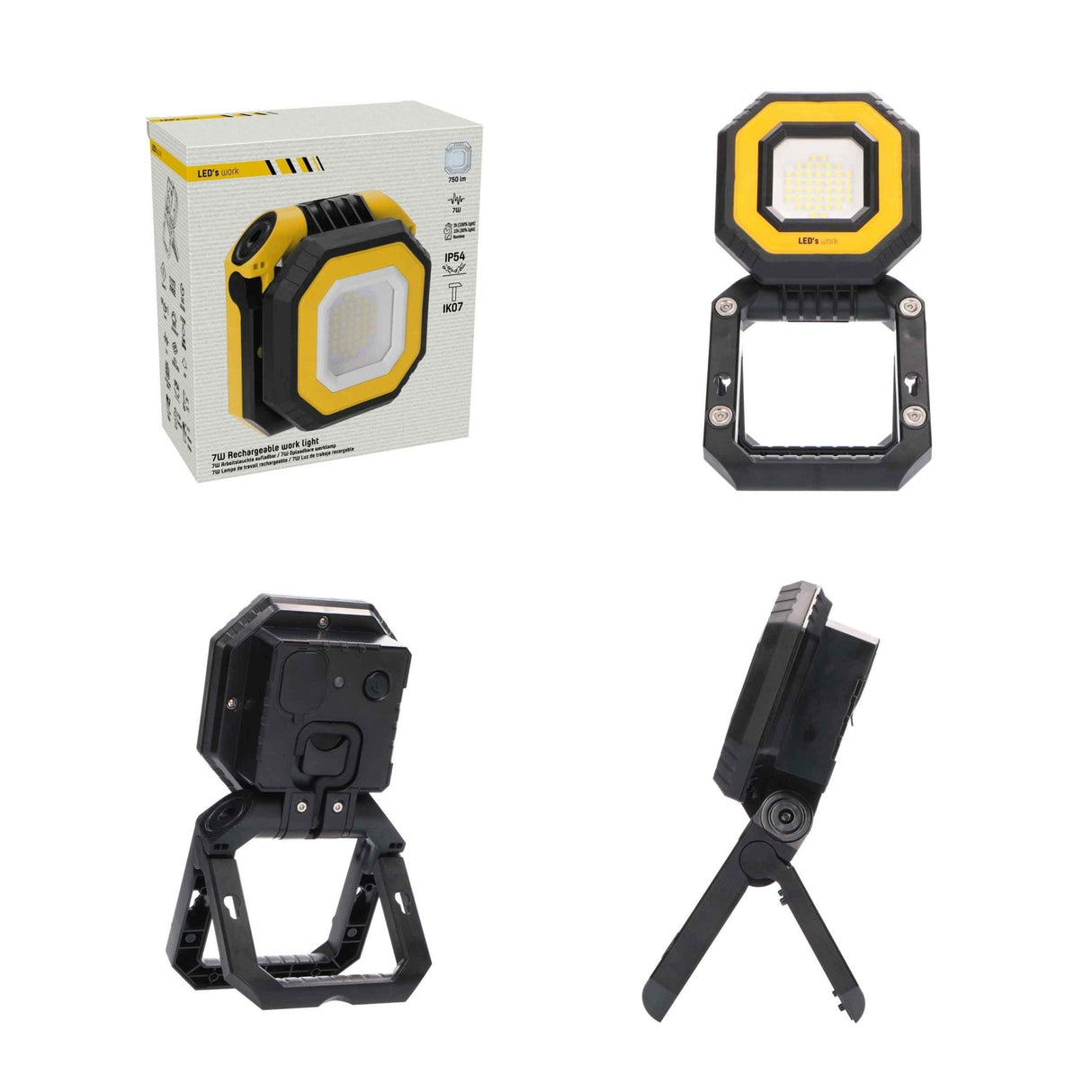LED Accu Werklamp Oplaadbaar - 750 lumen - Daglichtwit 6500K - Dimbaar 3 Standen - IP54