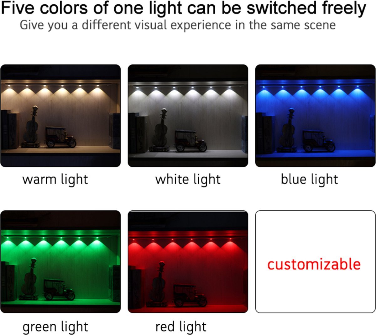 Éclairage de meuble EasyFix à installer sous le meuble avec détecteur de mouvement - fonction RGB - 3 points lumineux - Sans fil et rechargeable (USB-C) - 35 cm
