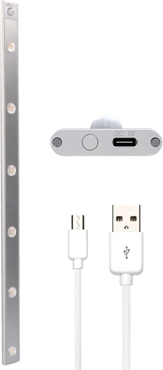 EasyFix Kastverlichting met Bewegingssensor - RGB functie - 6 lichtpunten - Draadloos en oplaadbaar (USB-C) - 68,5 cm