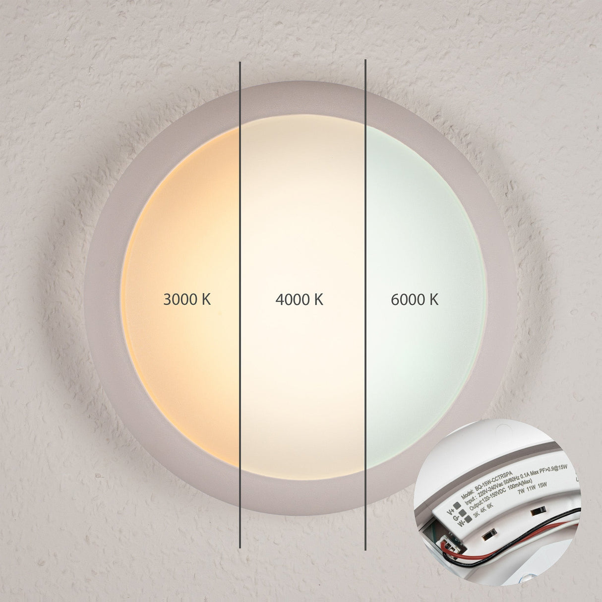 LED Plafondlamp 2050 lumen - 15W - 3 Lichtkleur Instelbaar - IP66 Waterdicht - 30cm