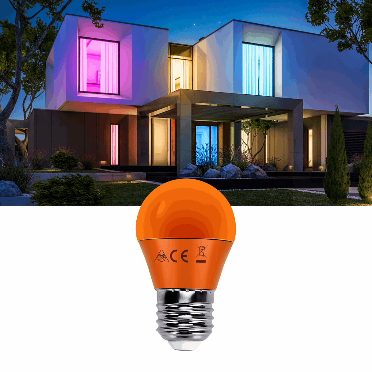 G45 kogellamp oranje | E27 LED lamp 4W=30W gloeilamp | 230V - LEDPLANET.NL