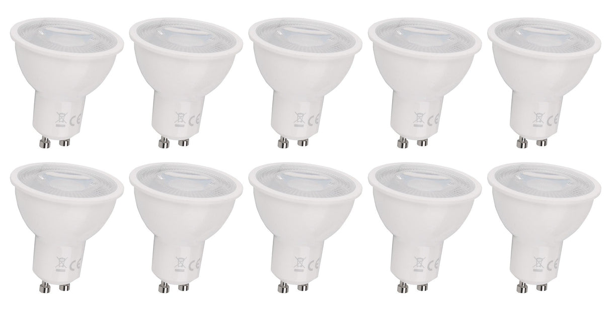 GU10 spot dimbaar 10 stuks warmwit | PAR16 bajonetsluiting | LED 7W~650Lm=50W halogeenverlichting | 3000K Triac - 230V - LEDPLANET.NL