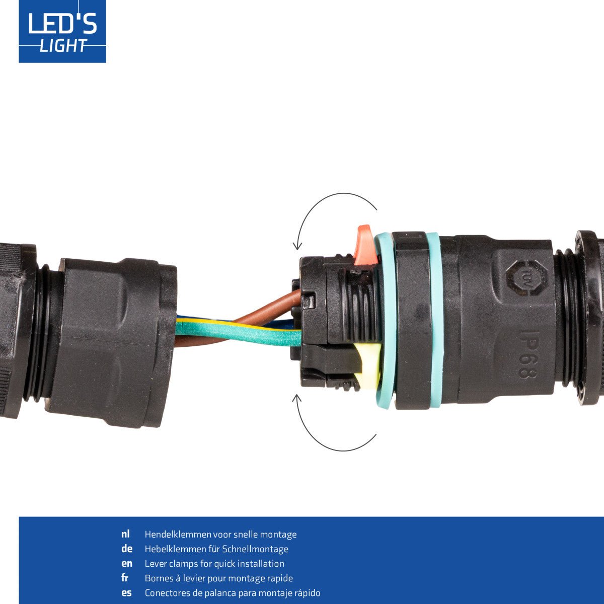 Waterdichte Kabelverbinder IP68 - I-Connector - Voor Kabels 5-10mm - Zwart
