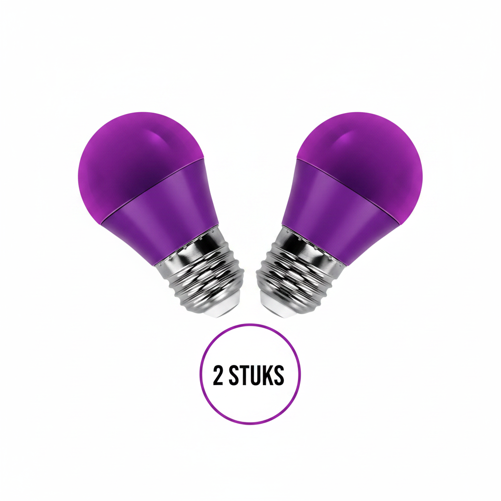 LED kogellampen E27 2 stuks paarse lampen met heldere lichtopbrengst