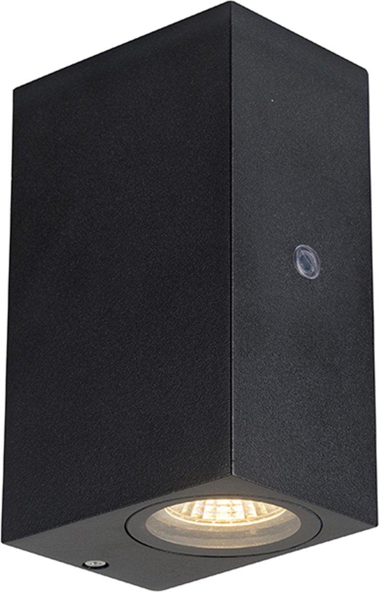 LED Wandlamp met Daglichtsensor 2x GU10 - IP44 - Zwart - Up & Down