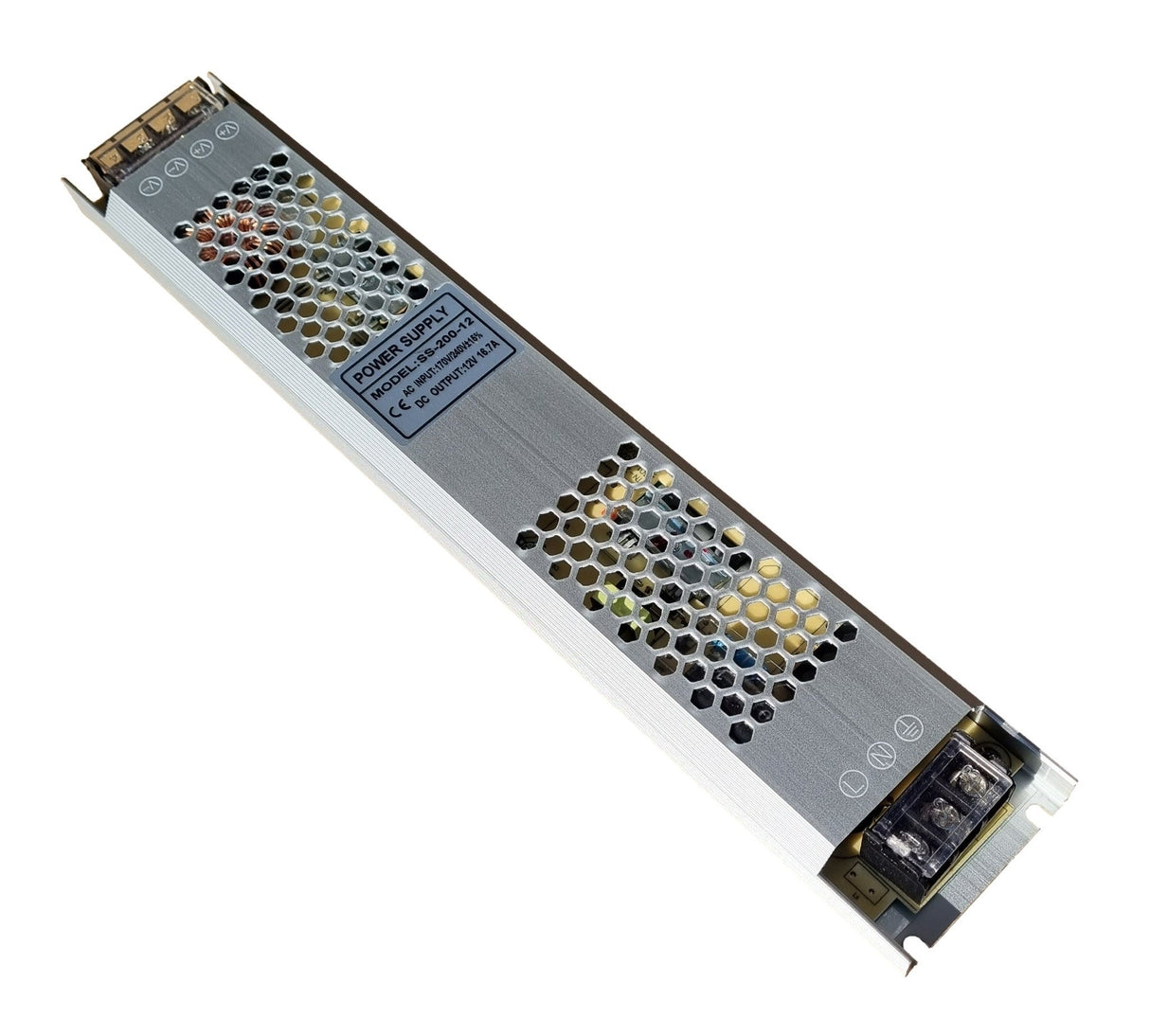 LED driver 12 Volt DC - 16.7A | 200 Watt | plat/slank/dun 307 x 53 x 22mm | IP20 - binnenshuis - LEDPLANET.NL