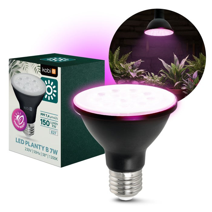 LED Kweeklamp E27 7W 150lm - Groei & Bloei - 38° Gericht - Zwart - IP20 - 230V