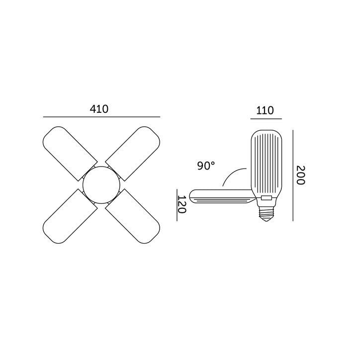 LED Kweeklamp E27 40W 1400lm - Groei & Bloei - 5 Koppen (4 Instelbaar) - 120° - IP20 - 230V
