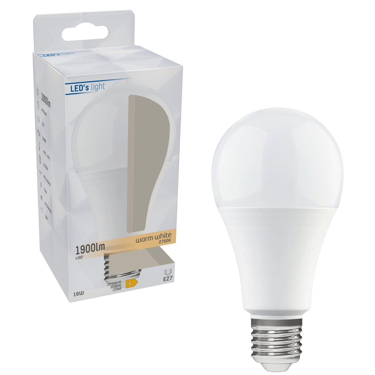 LED Lamp 1900 lumen - 16W - Warmwit 2700K - E27 - Vervangt 120W Gloeilamp - A70