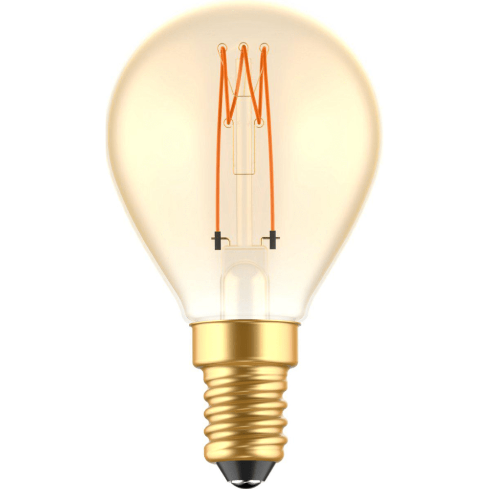 LED Filament Lamp E14 - 136 lumen - 2.5W - Extra Warmwit 1800K - Dimbaar - G45 Kogel Goud