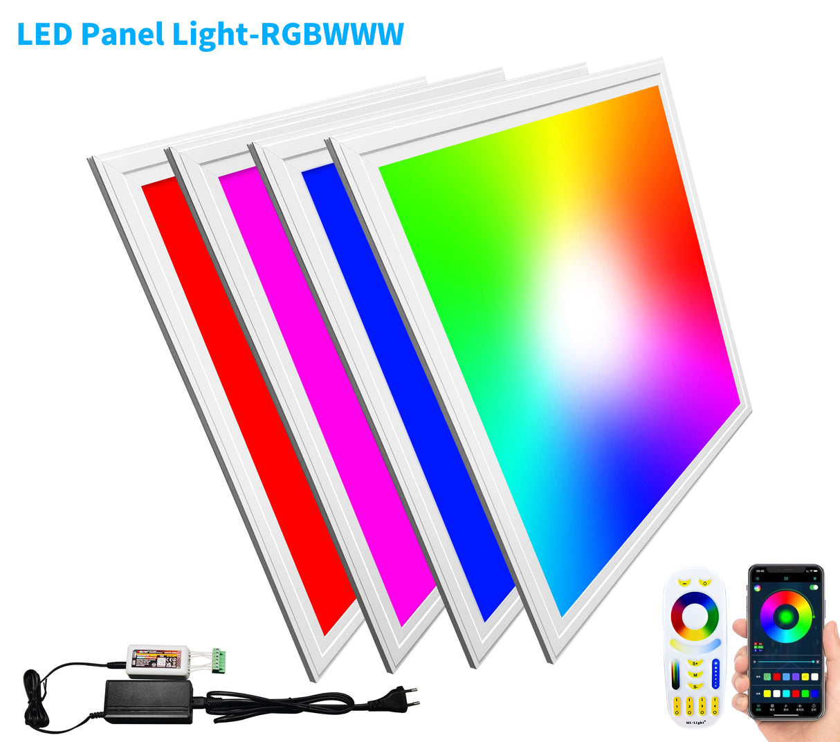LED paneel 60x60cm 4000lm RGBW met afstandsbediening en dimfunctie