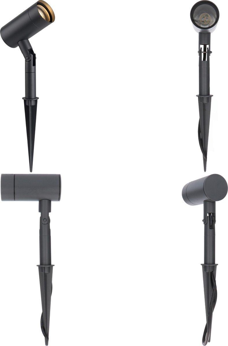 LED Prikspot GU10 - IP54 - Kantelbaar - Antraciet - Grondspies