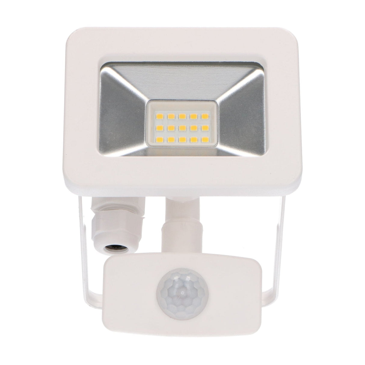 LED schijnwerper 1100 lumen - 10W - koelwit 4000K - bewegingssensor - daglichtsensor - IP44 waterdicht - wit - 230V