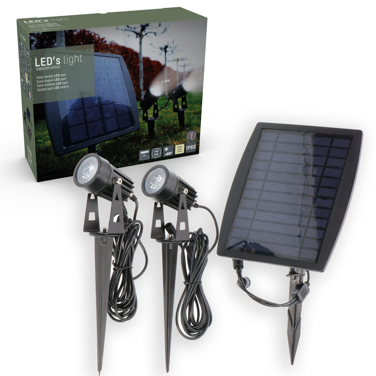 LED Solar Tuinspot 140 Lumen - Warmwit 3000K - IP65 - 2 Stuks - Zonnepaneel