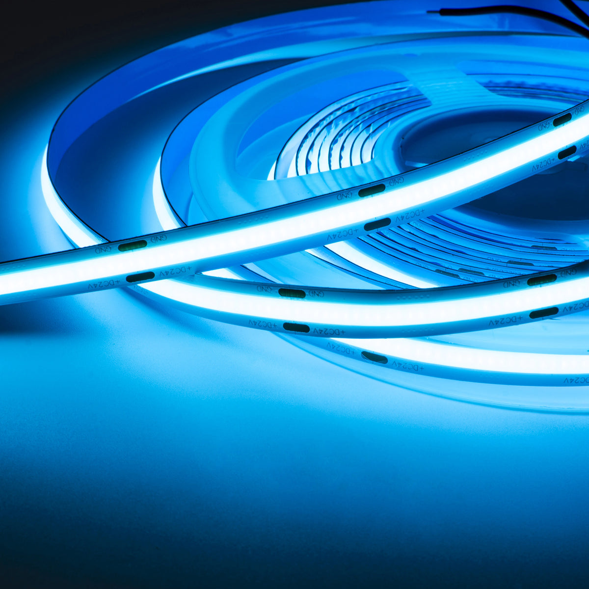 COB LED Strip, Blauw, 24V, 8W/m, 800lm/m, CRI>90, IP20, 5m, met verpakking