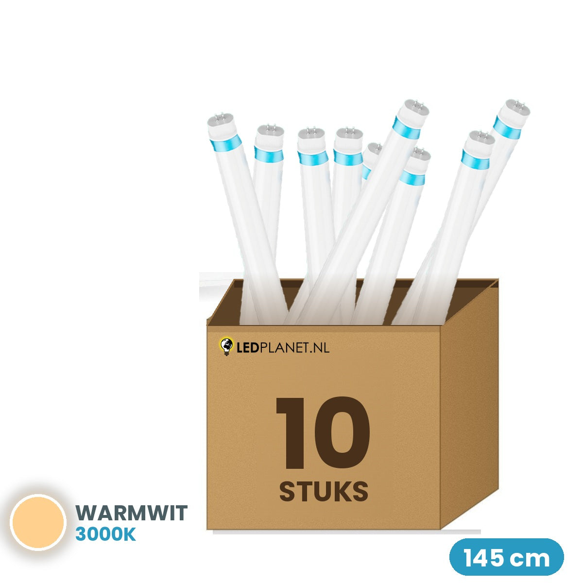 10 pièces de tube LED T5 145cm 25W 4000 lm 160 lm/W blanc chaud 3000K