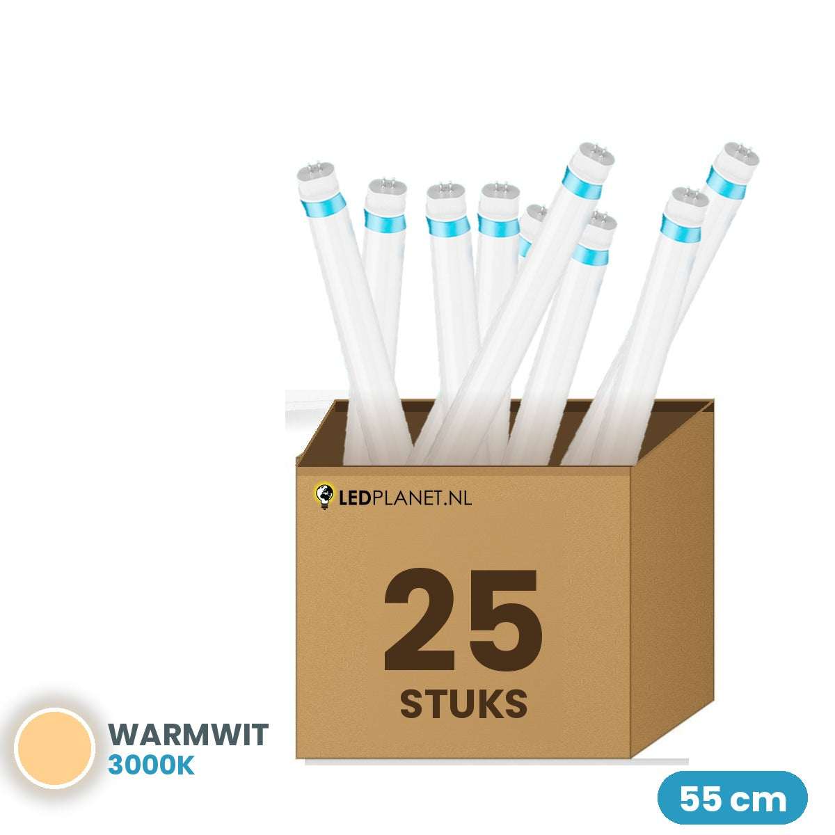 25 pièces de tube LED T5 55cm 9W 1440 lm 160 lm/W blanc chaud 3000K