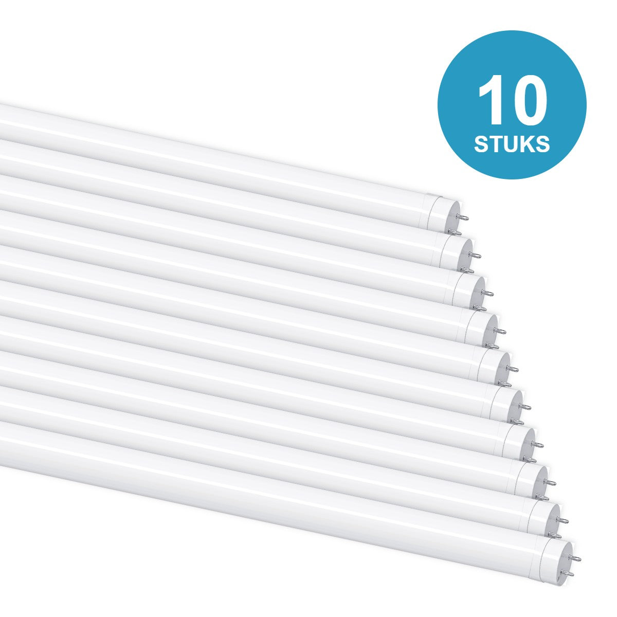 10 stuks LED TL buis T8 120cm 18W 3600 lm 200 lm/W daglichtwit 6000K draaibare eindkappen