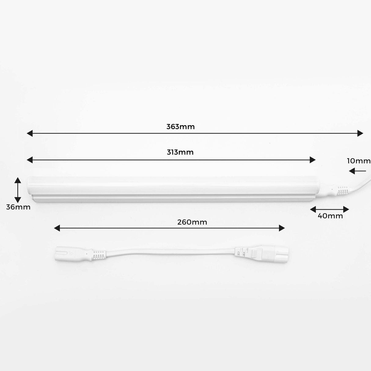 LED T5 balk koelwit 4000K - 30cm 400 lumen - koppelbaar - voor kasten en keukens