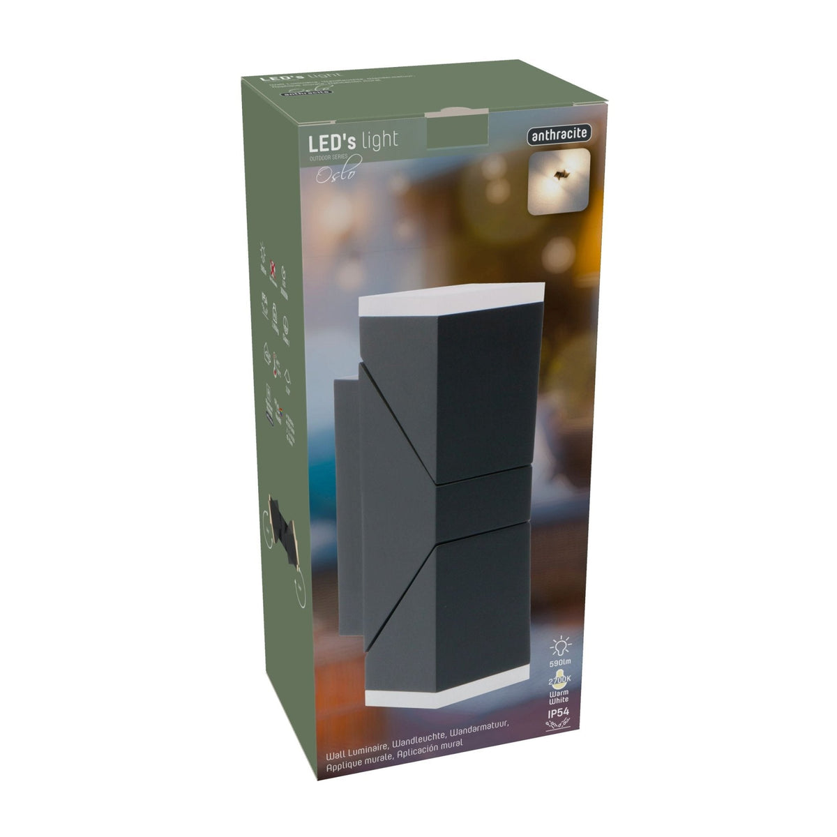 2 pack LED's Light 2-lichts LED Design Buitenlamp - Model Terni - Draaibaar - Warm wit - Antraciet